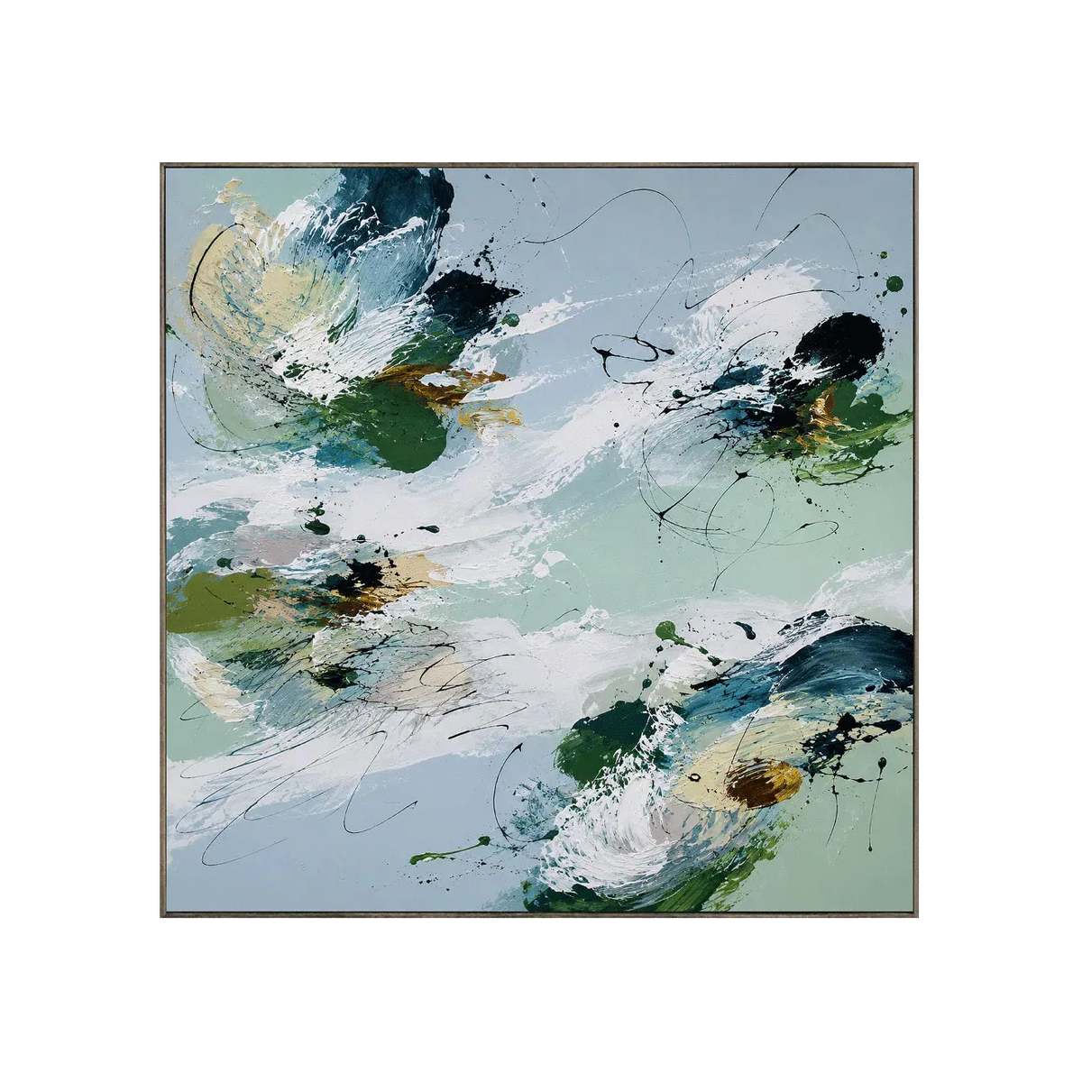 Emerald Wash Abstract Wall Art | Olyrel