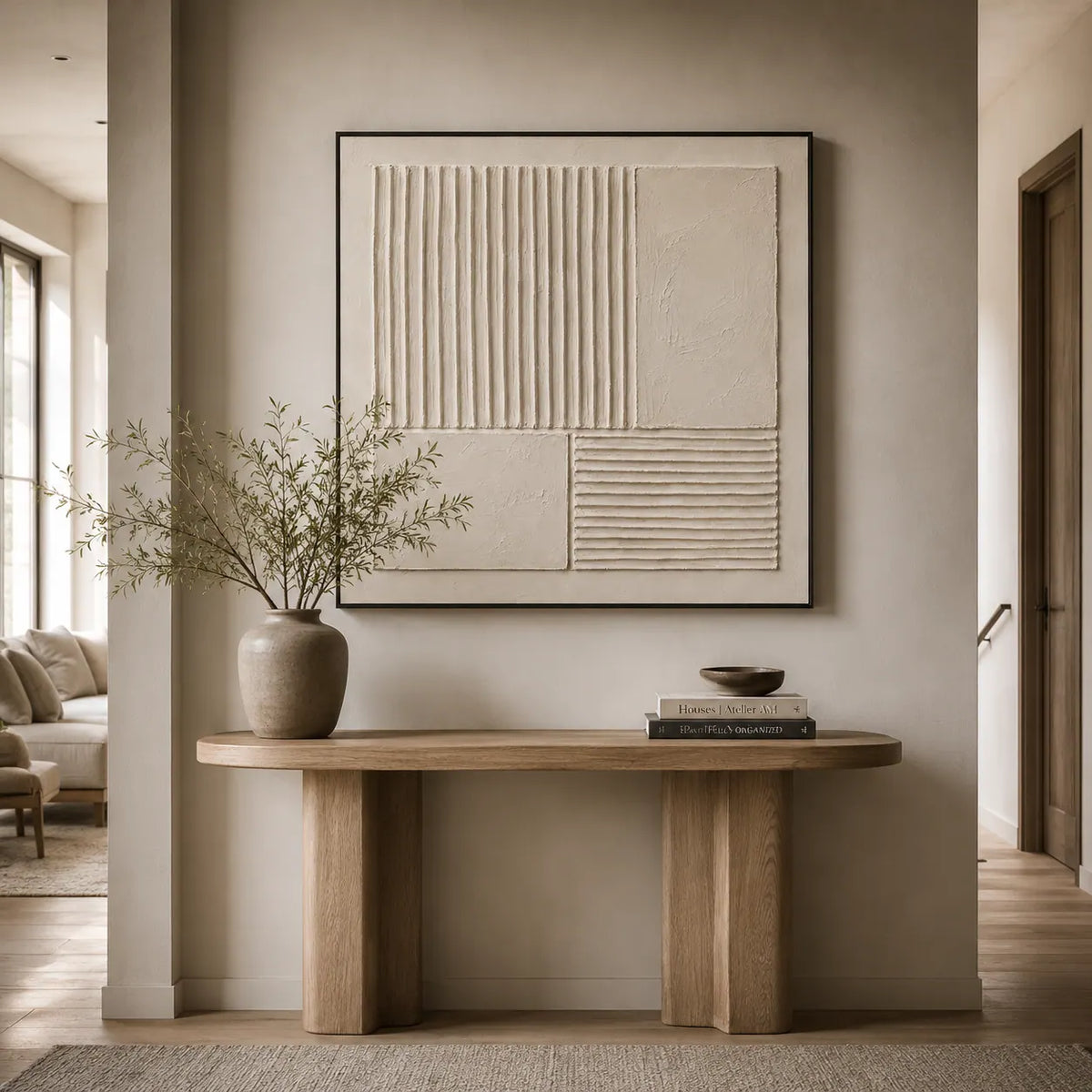 Linen Panel Relief Wall Art room scene 4 | Olyrel
