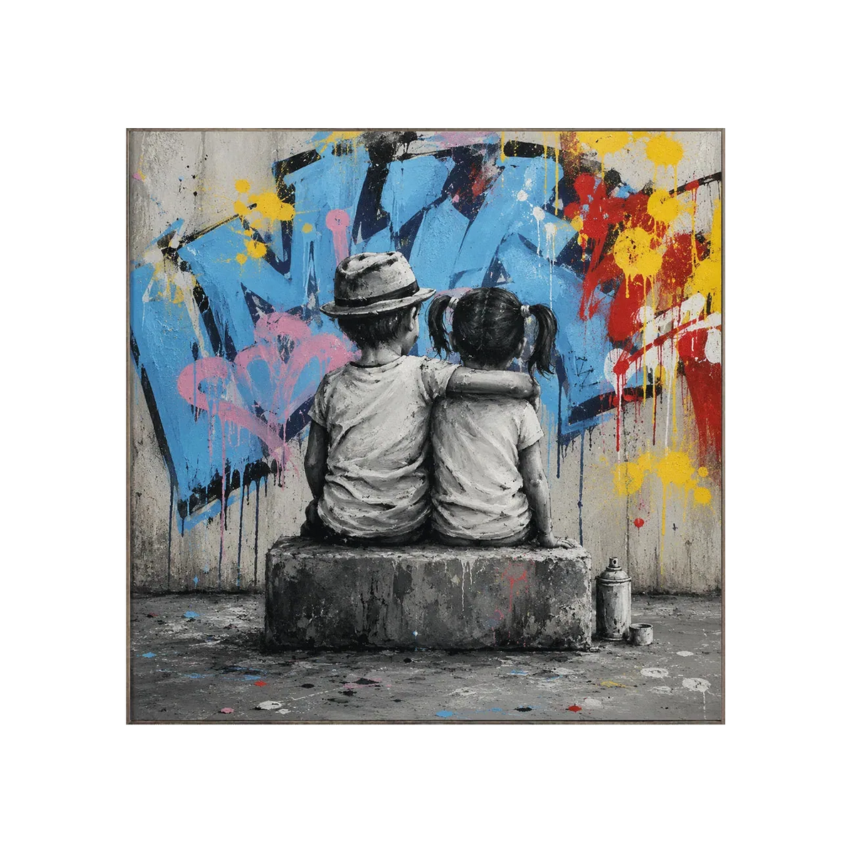Graffiti Bench Figure Wall Art | Olyrel
