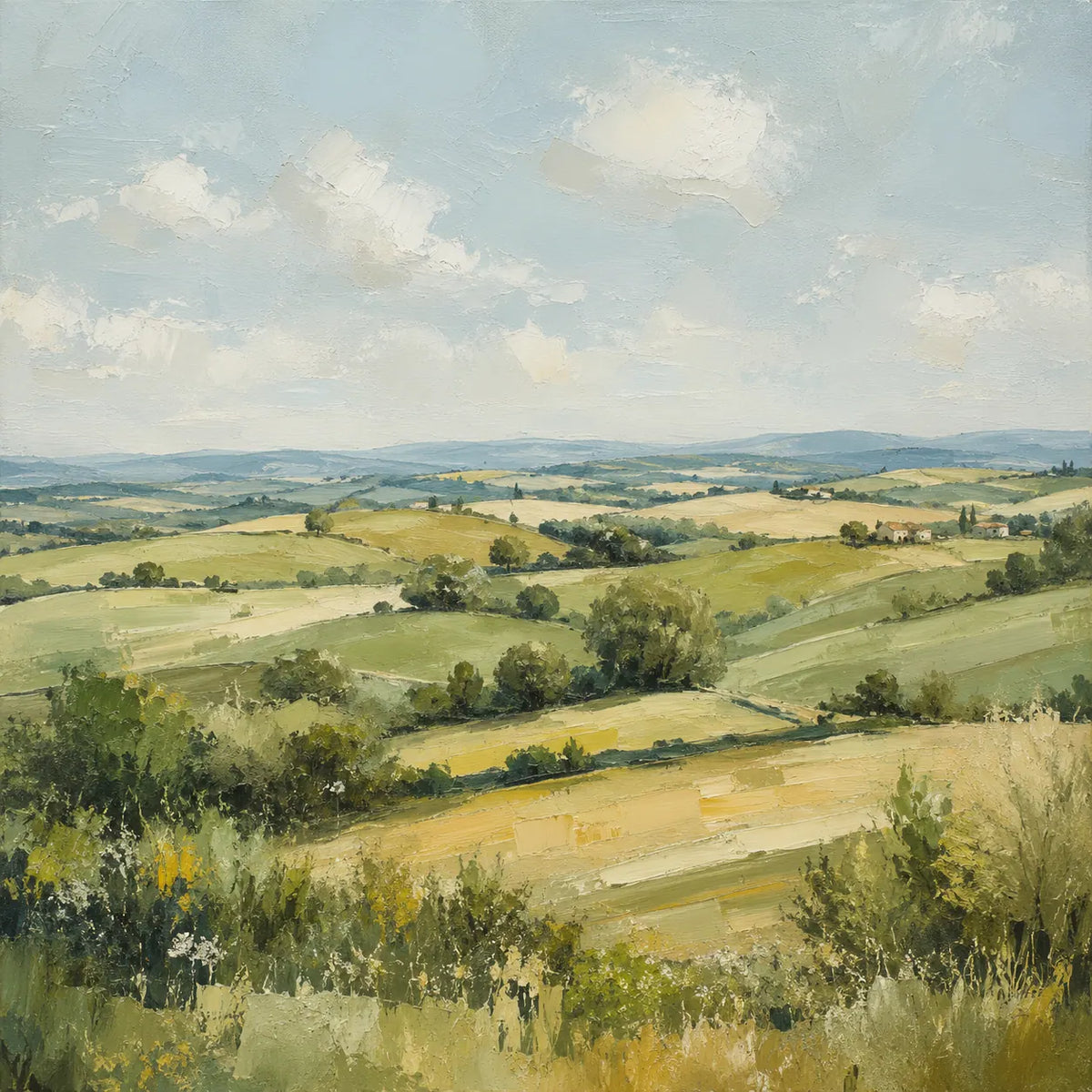 Green Valley Landscape Wall Art room scene 1 | Olyrel