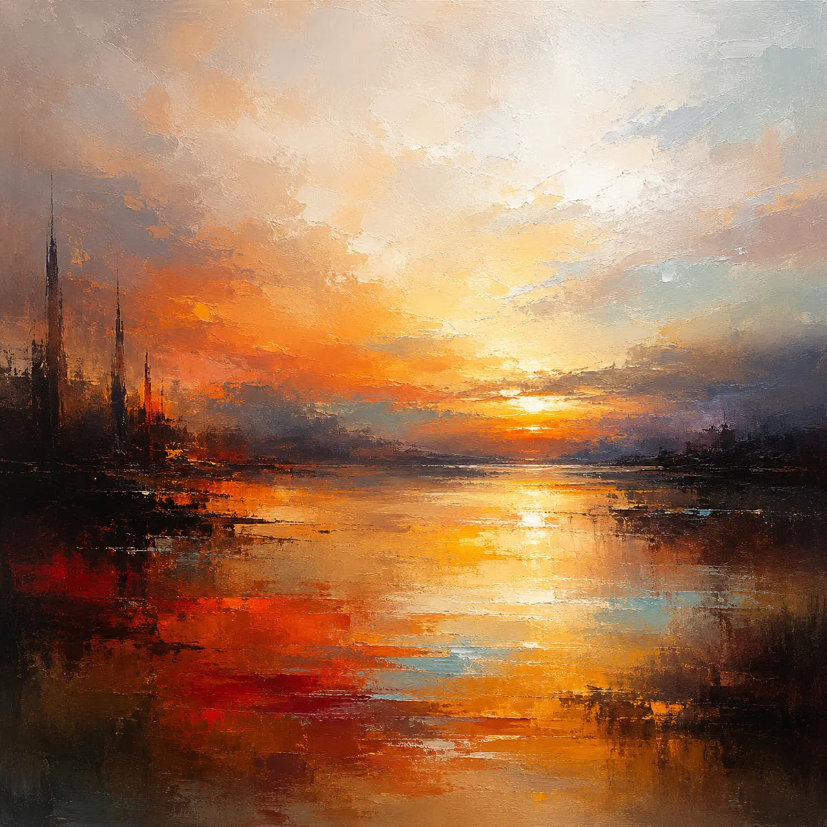 Amber Harbor Cityscape Wall Art room scene 1 | Olyrel