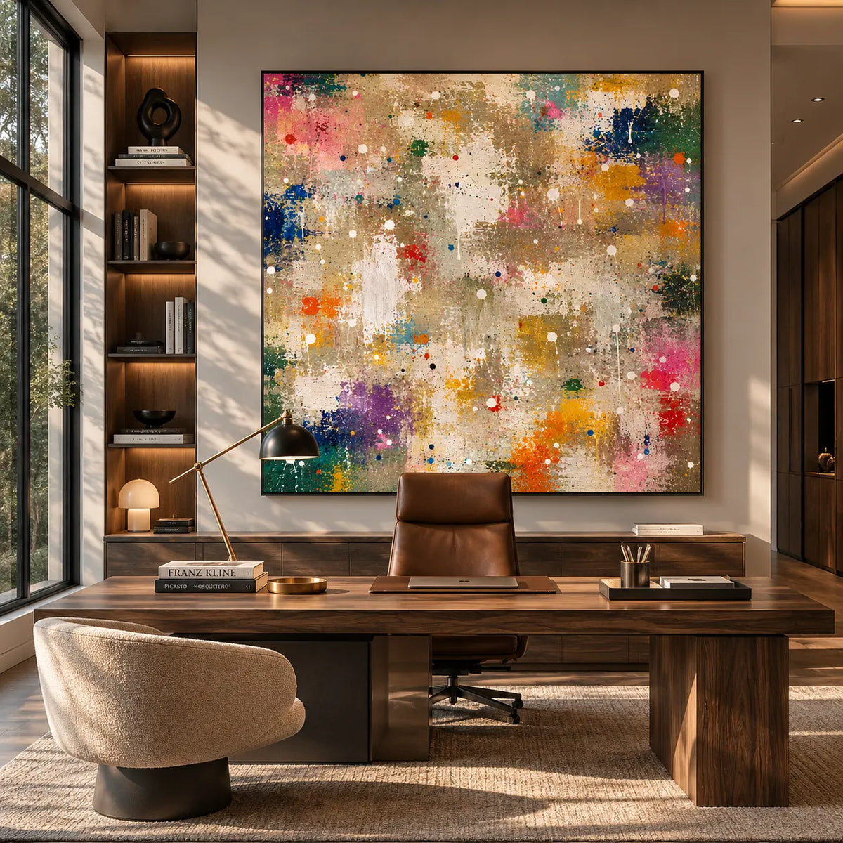 Confetti Grid Abstract Wall Art room scene 4 | Olyrel