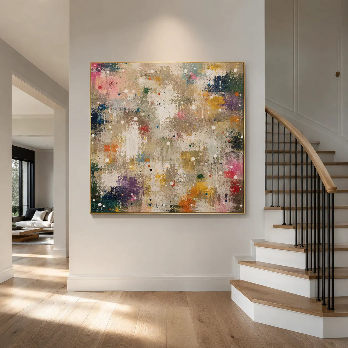 Confetti Grid Abstract Wall Art room scene 5 | Olyrel