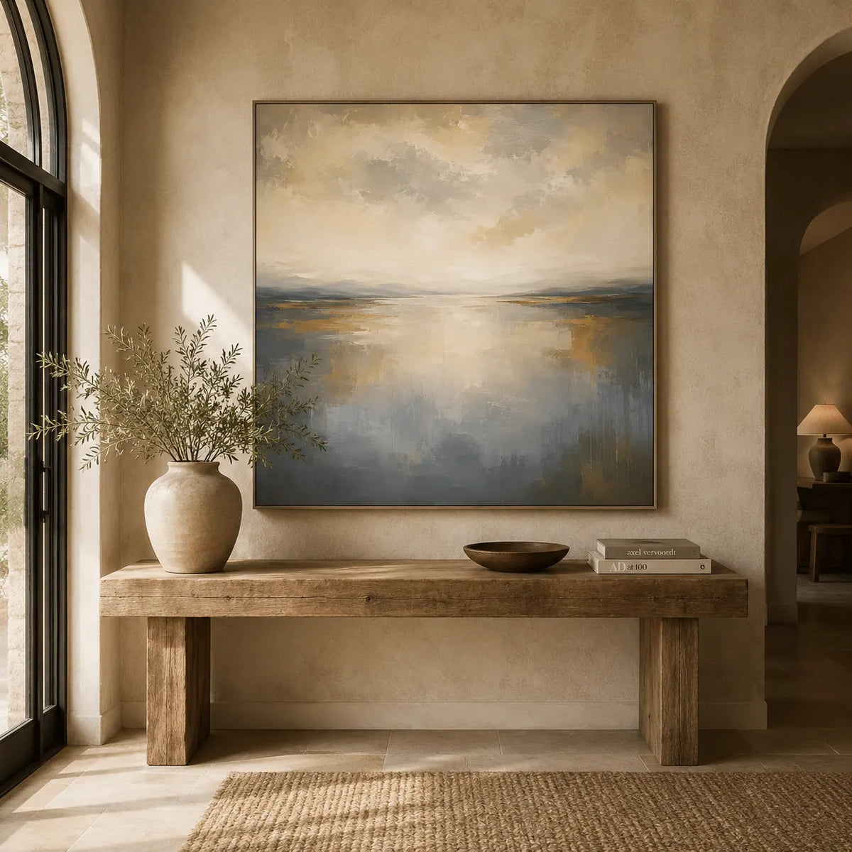 Quiet Silver Seascape Wall Art room scene 4 | Olyrel