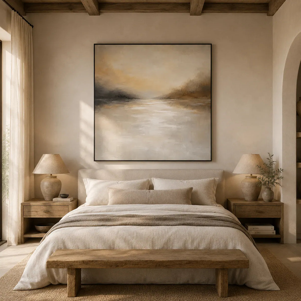 Pearl Mist Seascape Wall Art room scene 2 | Olyrel