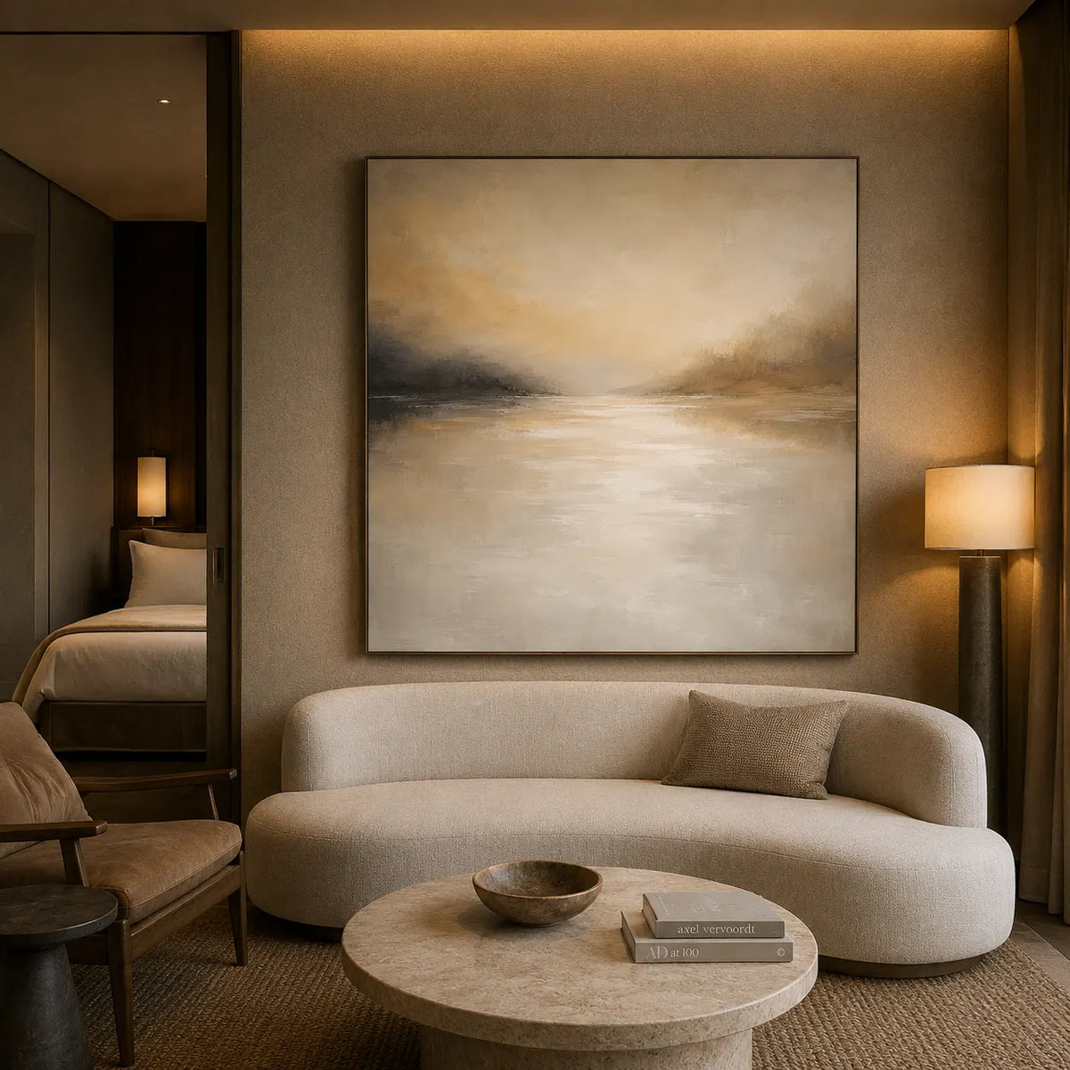 Pearl Mist Seascape Wall Art room scene 5 | Olyrel