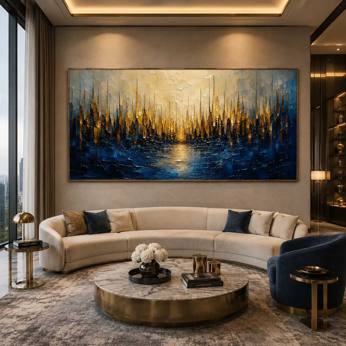 Golden Reed Coastal Wall Art room scene 5 | Olyrel