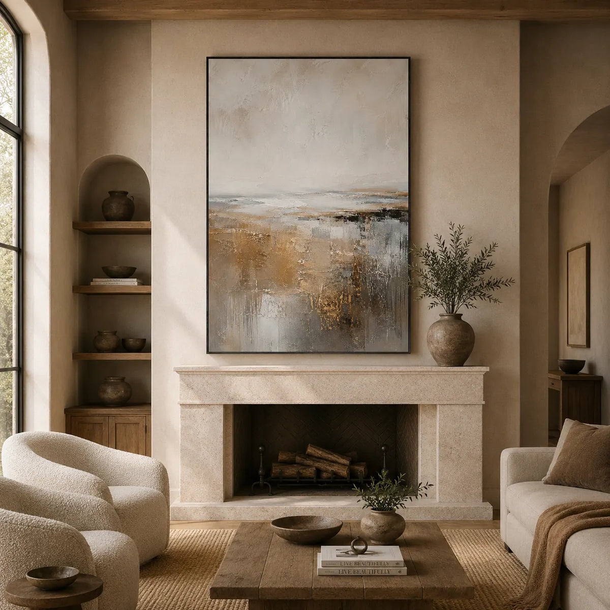 Bronze Mist Seascape Wall Art room scene 2 | Olyrel