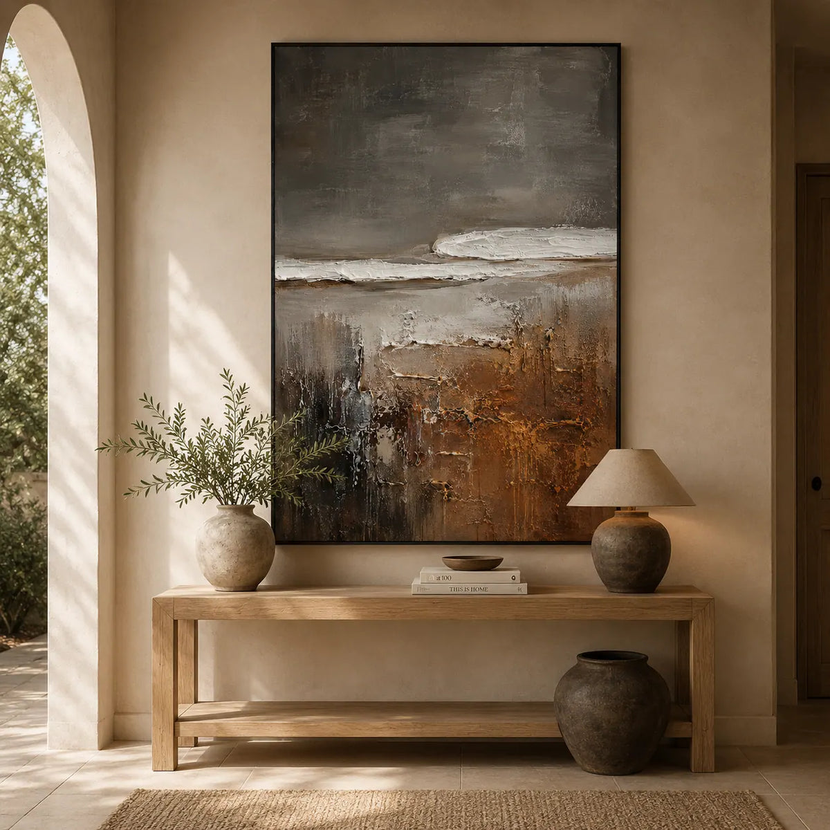 Charcoal Shore Seascape Wall Art room scene 4 | Olyrel