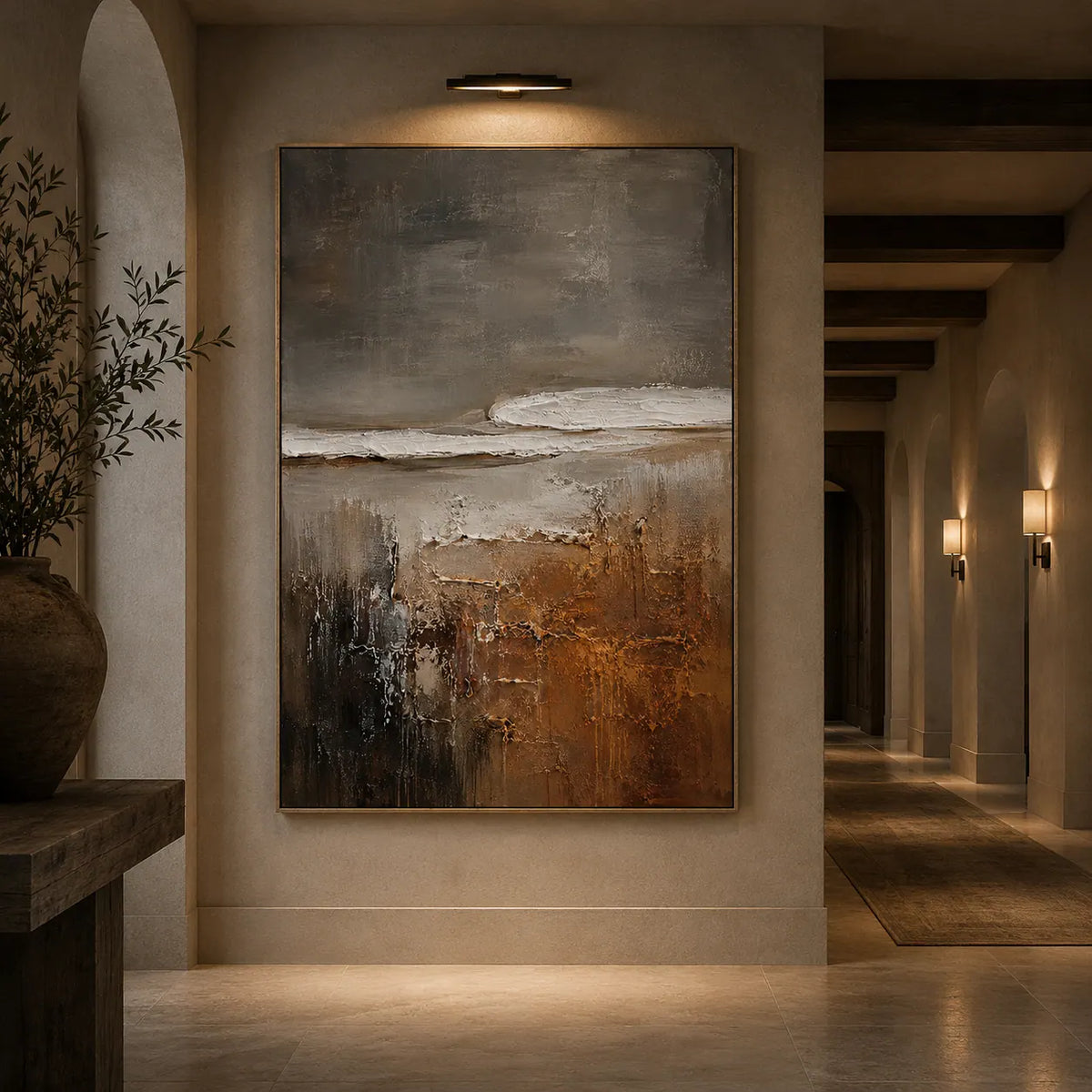 Charcoal Shore Seascape Wall Art room scene 5 | Olyrel