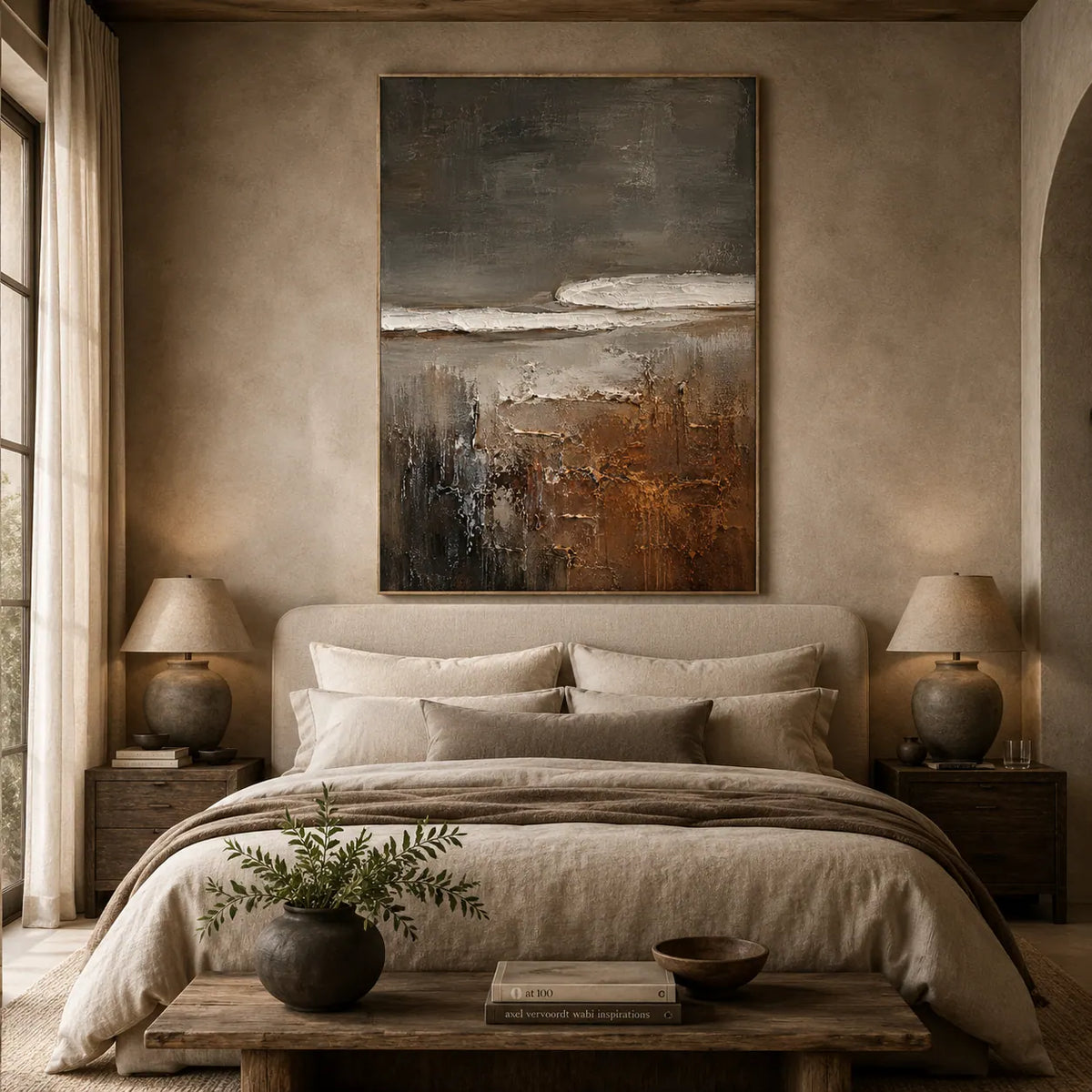 Charcoal Shore Seascape Wall Art room scene 6 | Olyrel