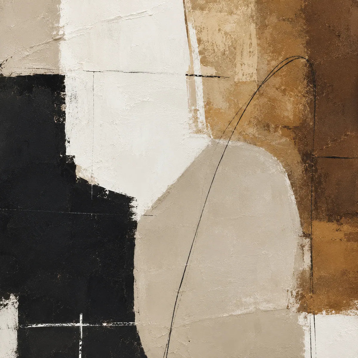 Ecru Figure Abstract Wall Art room scene 1 | Olyrel