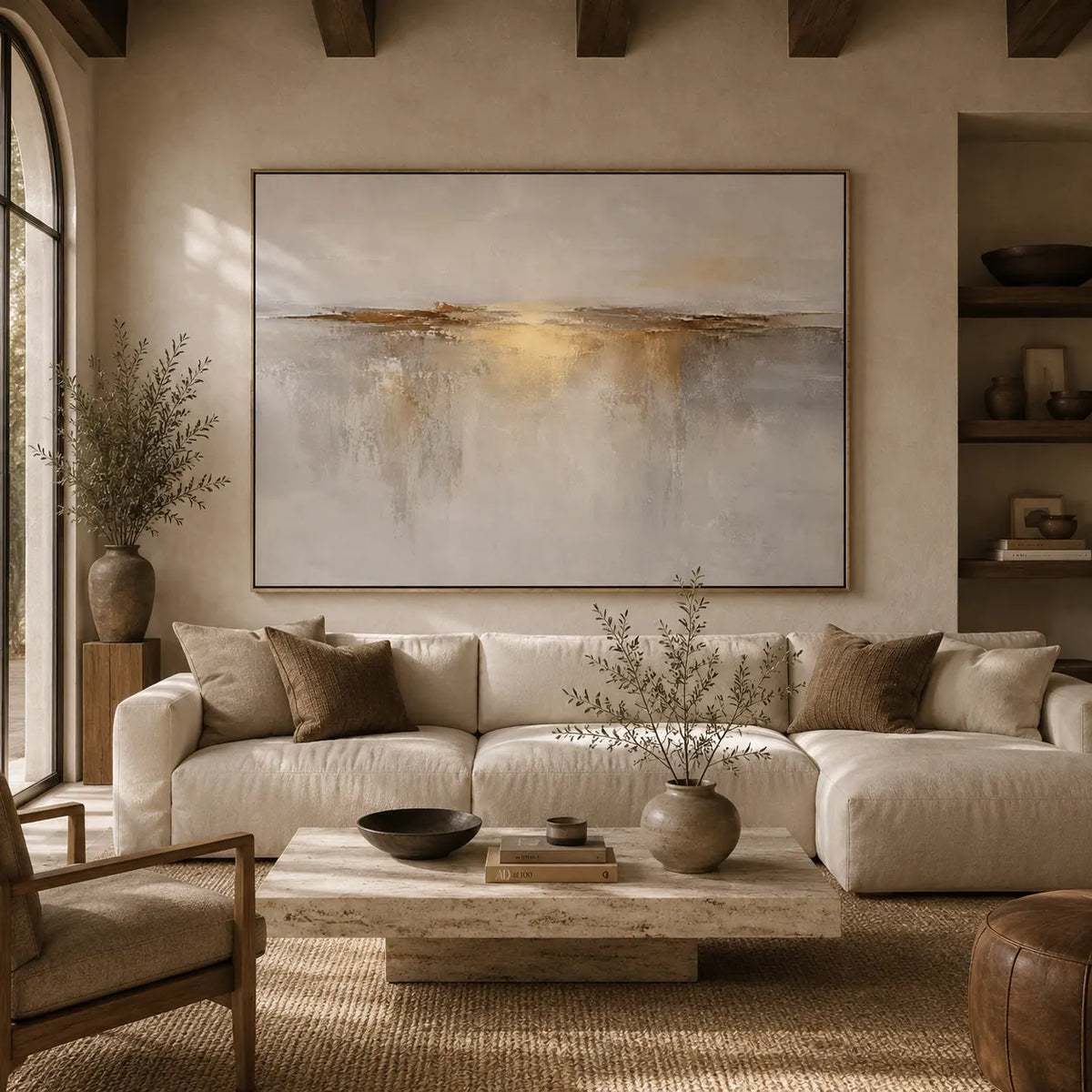Gilded Horizon Seascape Wall Art room scene 2 | Olyrel