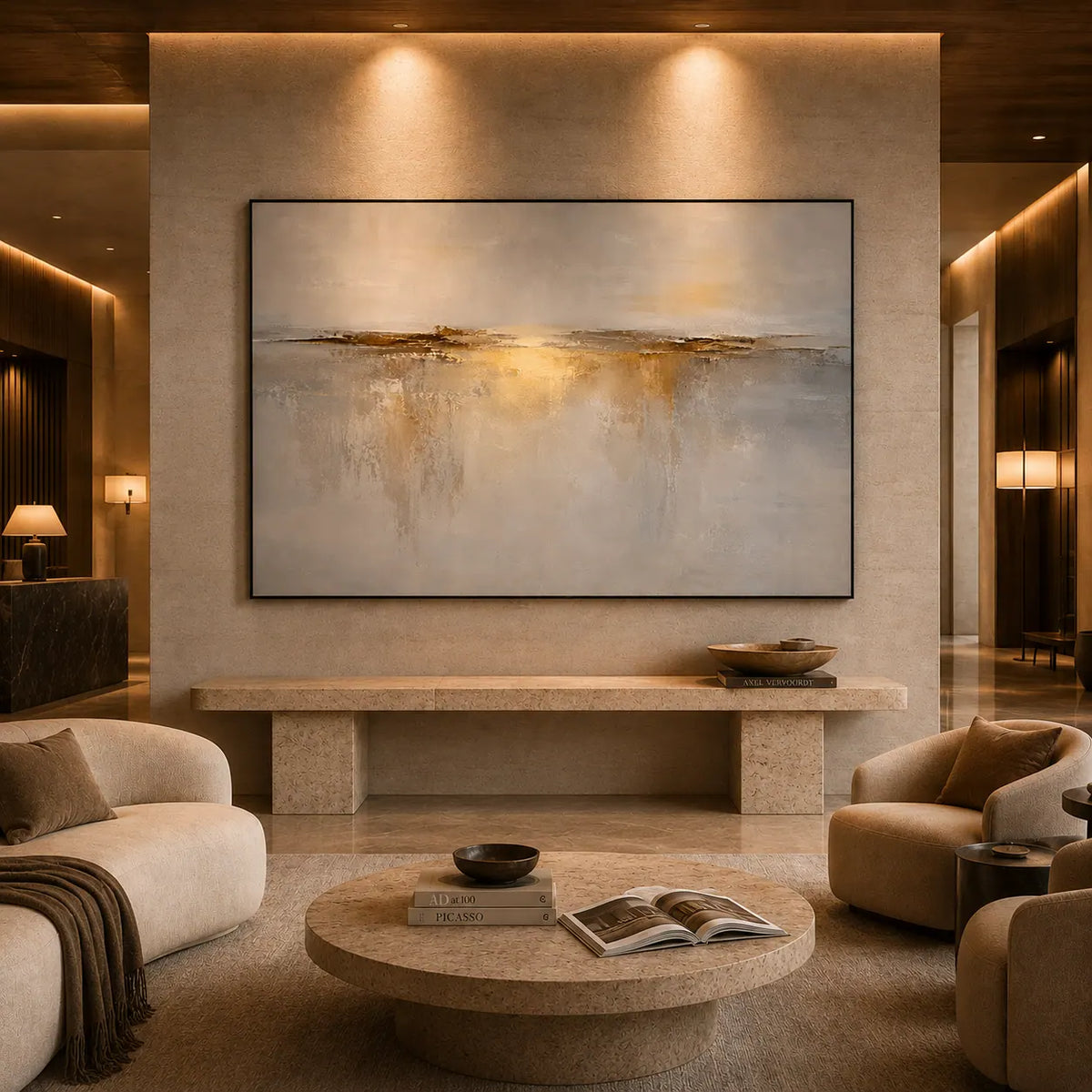 Gilded Horizon Seascape Wall Art room scene 6 | Olyrel