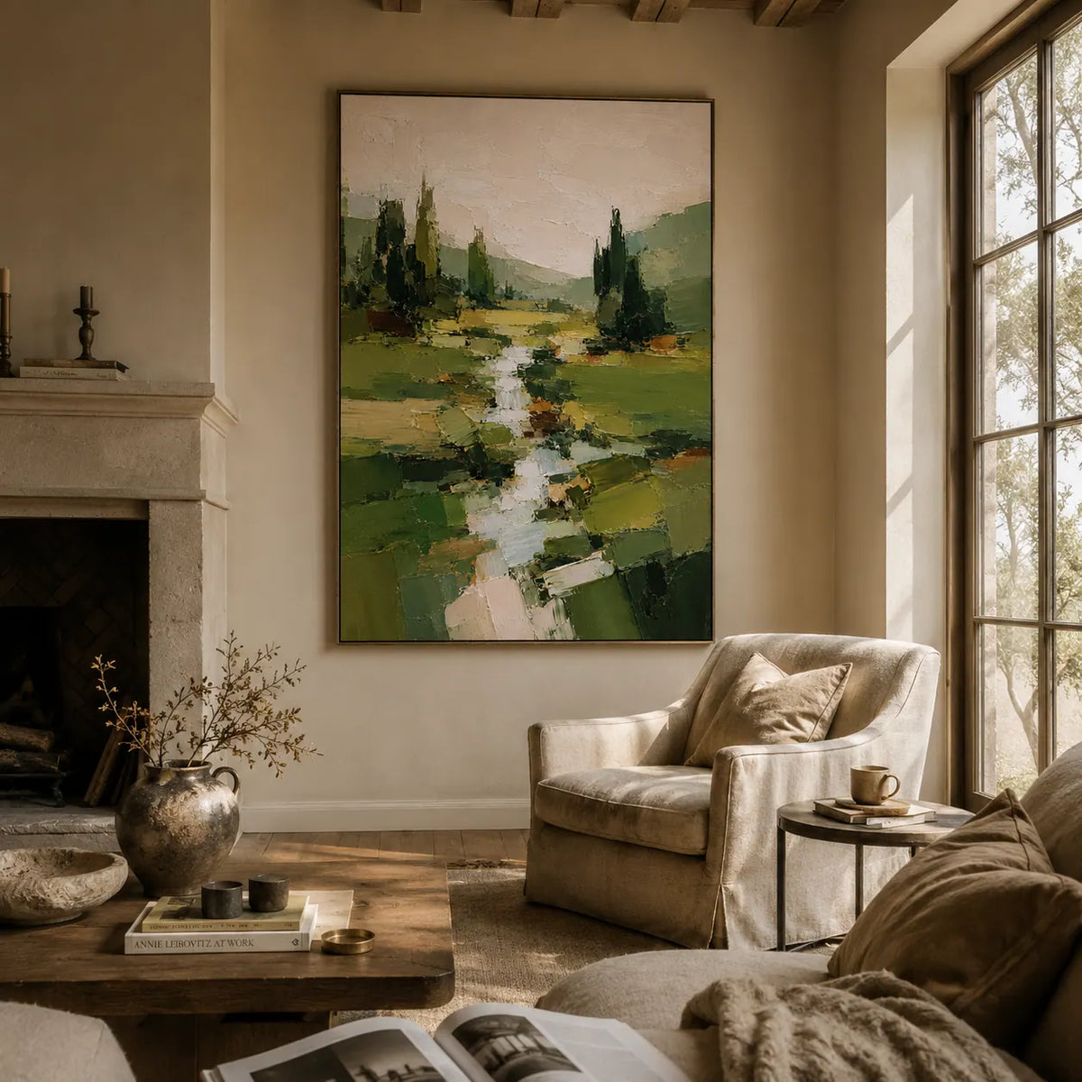 Green Creek Landscape Wall Art room scene 3 | Olyrel