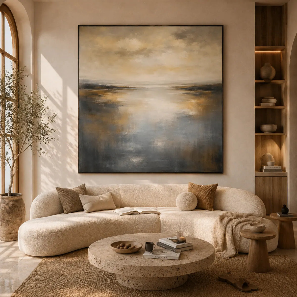 Silver Tide Seascape Wall Art room scene 2 | Olyrel