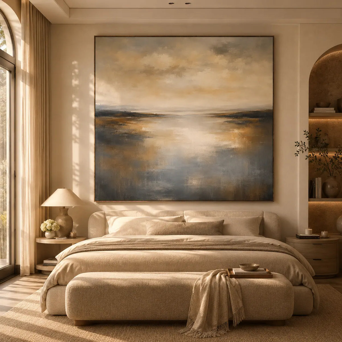 Silver Tide Seascape Wall Art room scene 4 | Olyrel