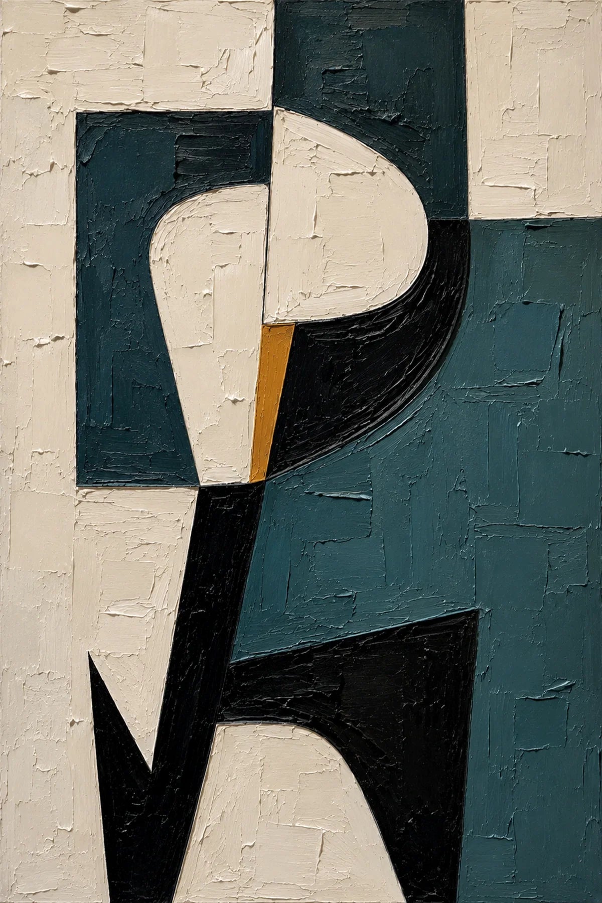 Original artwork view of Teal Profile Abstract Wall Art | Olyrel