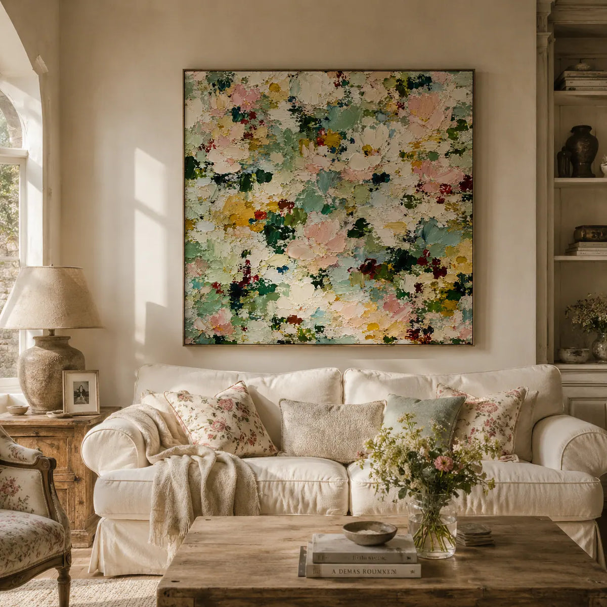 Pastel Meadow Floral Wall Art room scene 3 | Olyrel