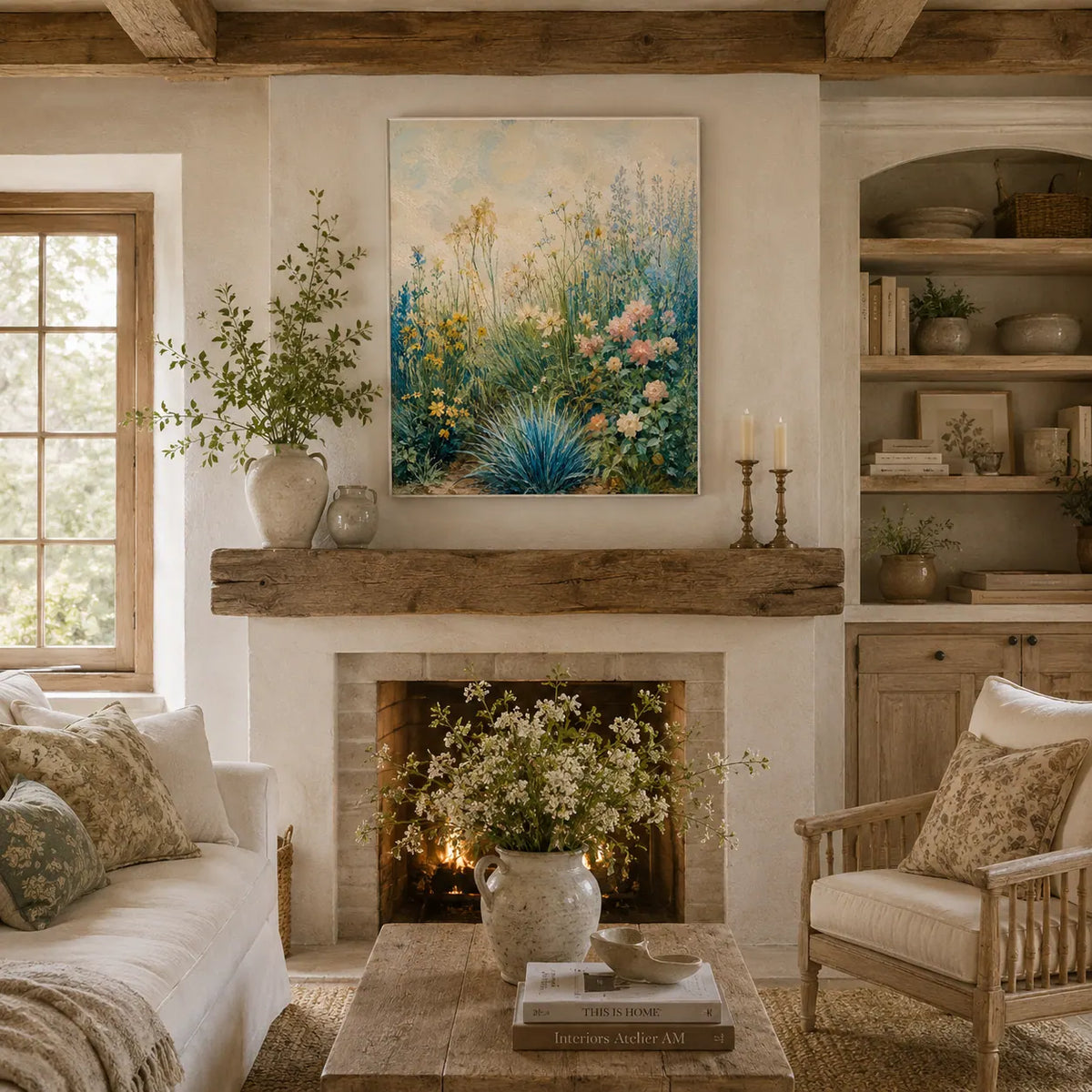 Blue Meadow Botanical Wall Art room scene 5 | Olyrel