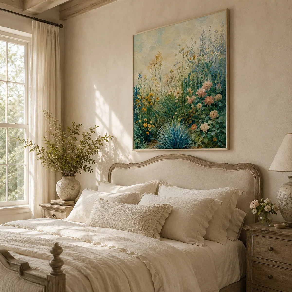 Blue Meadow Botanical Wall Art room scene 6 | Olyrel