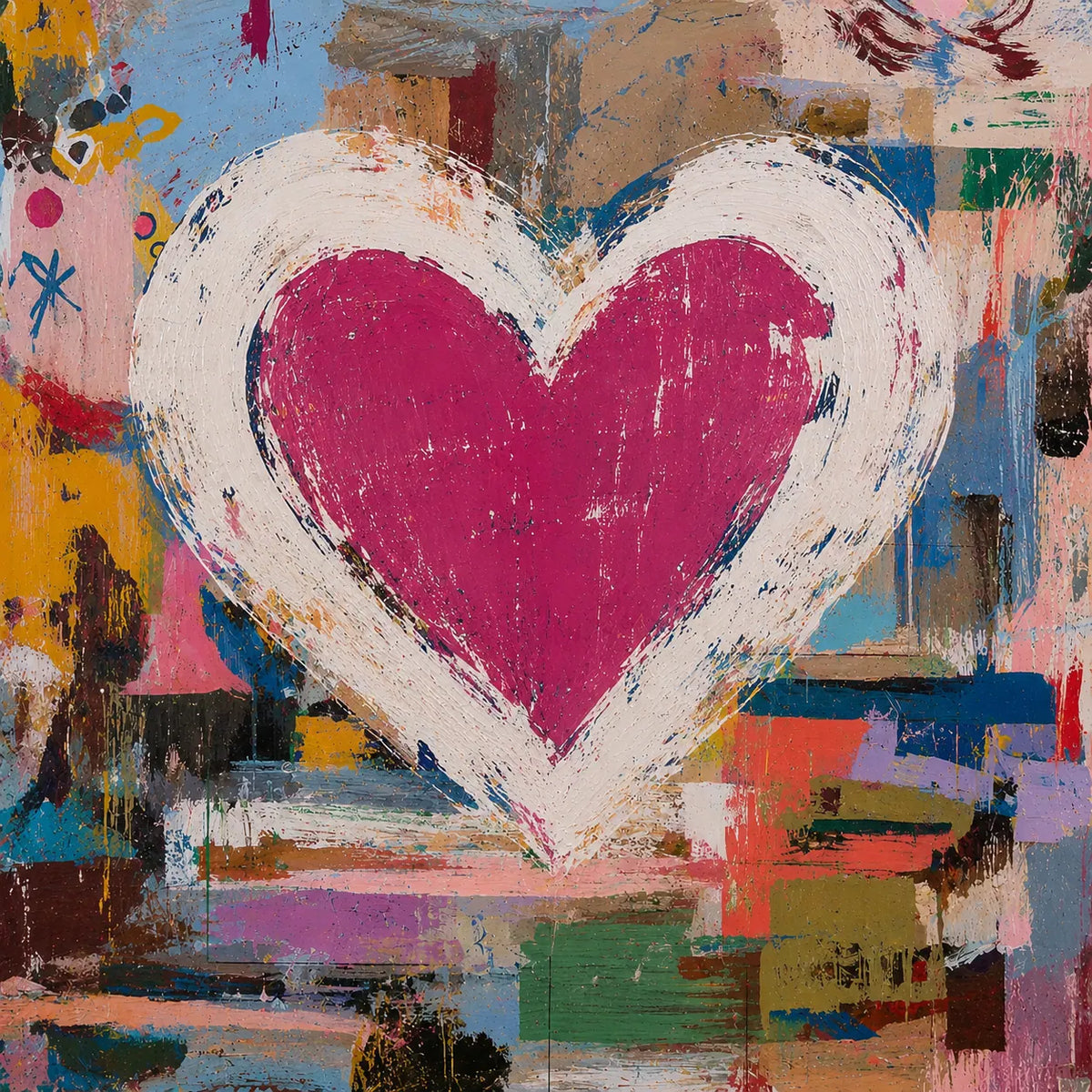 Pink Heart Abstract Wall Art room scene 2 | Olyrel