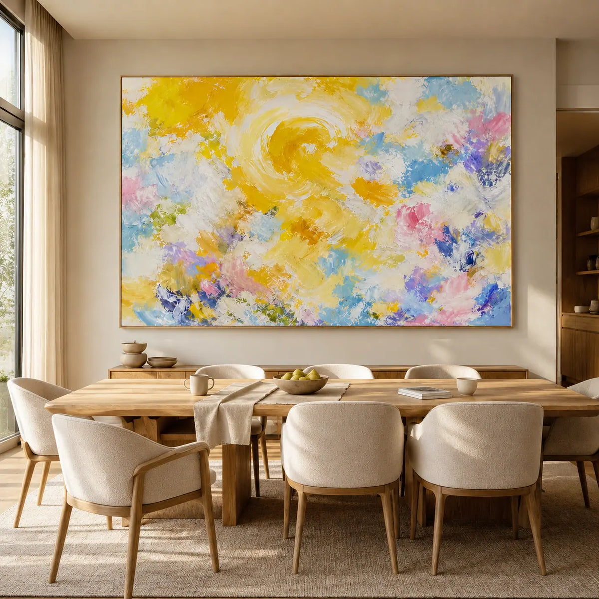 Golden Spiral Abstract Wall Art room scene 2 | Olyrel