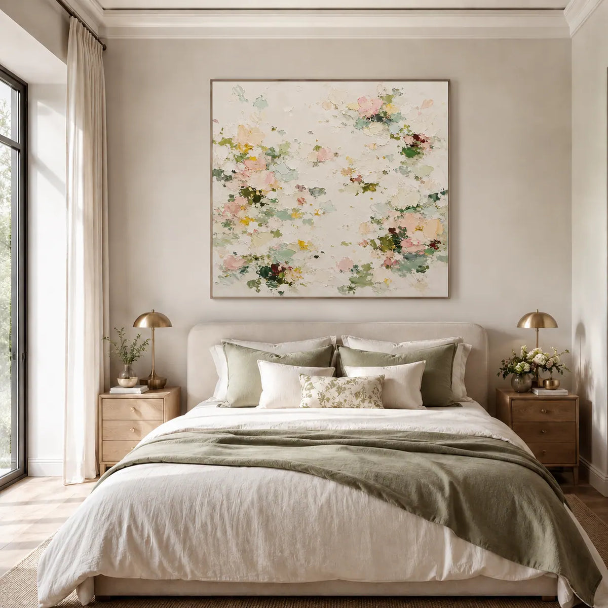 Soft Blossom Floral Wall Art room scene 3 | Olyrel