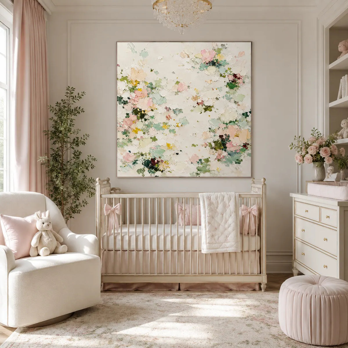Soft Blossom Floral Wall Art room scene 4 | Olyrel