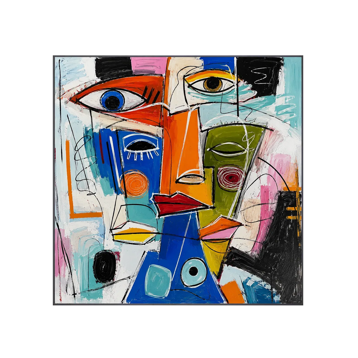 Cubist Faces Abstract Wall Art | Olyrel