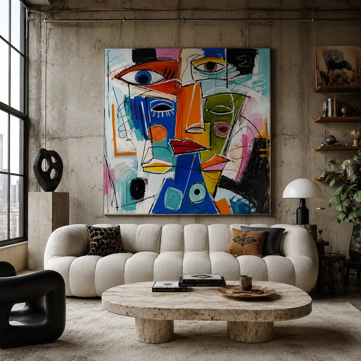 Cubist Faces Abstract Wall Art artwork view | Olyrel