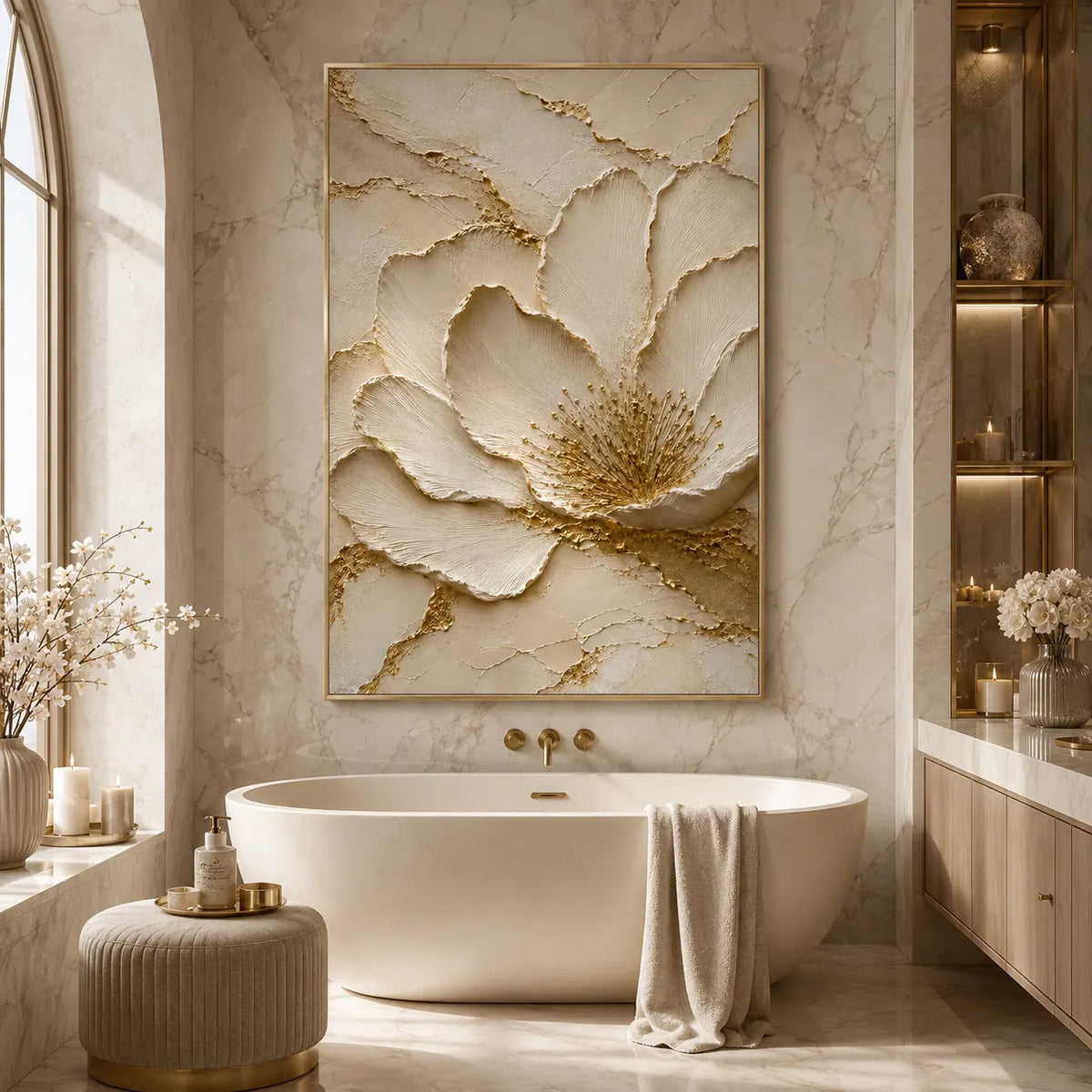 Gilded Blossom Relief Wall Art room scene 6 | Olyrel