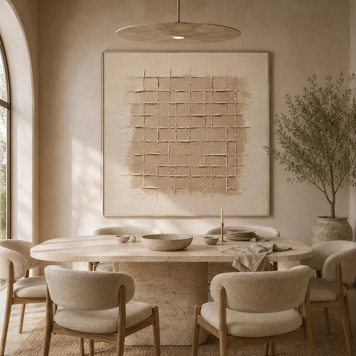 Linen Grid Relief Wall Art artwork view | Olyrel