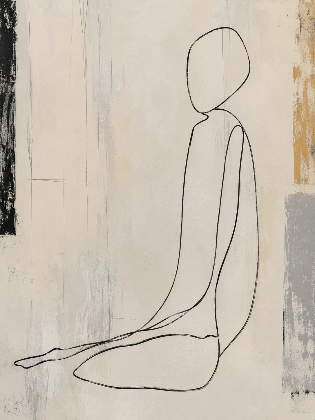 Seated Line Figure Wall Art room scene 1 | Olyrel