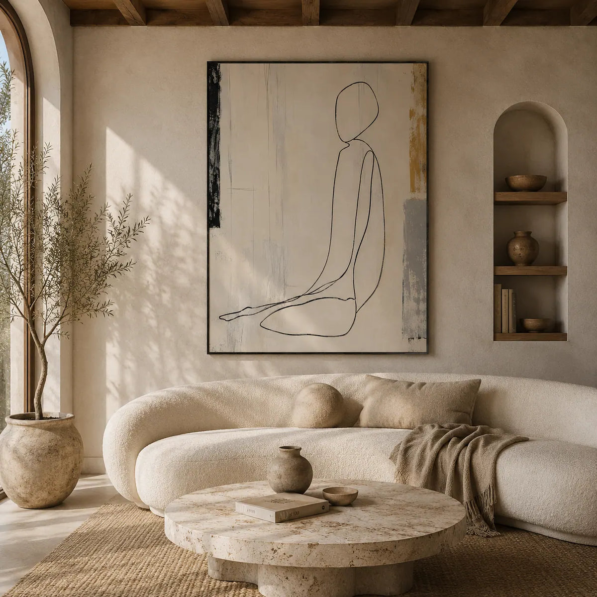 Seated Line Figure Wall Art room scene 4 | Olyrel