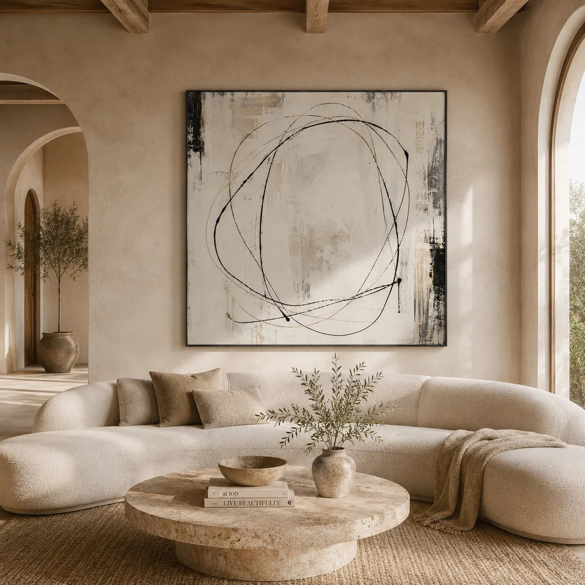 Orbit Line Abstract Wall Art room scene 2 | Olyrel