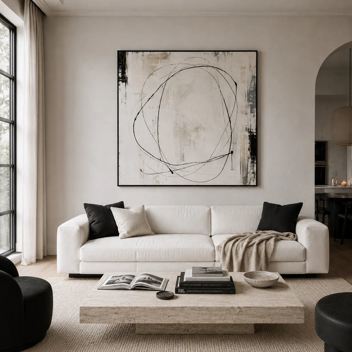 Orbit Line Abstract Wall Art room scene 3 | Olyrel