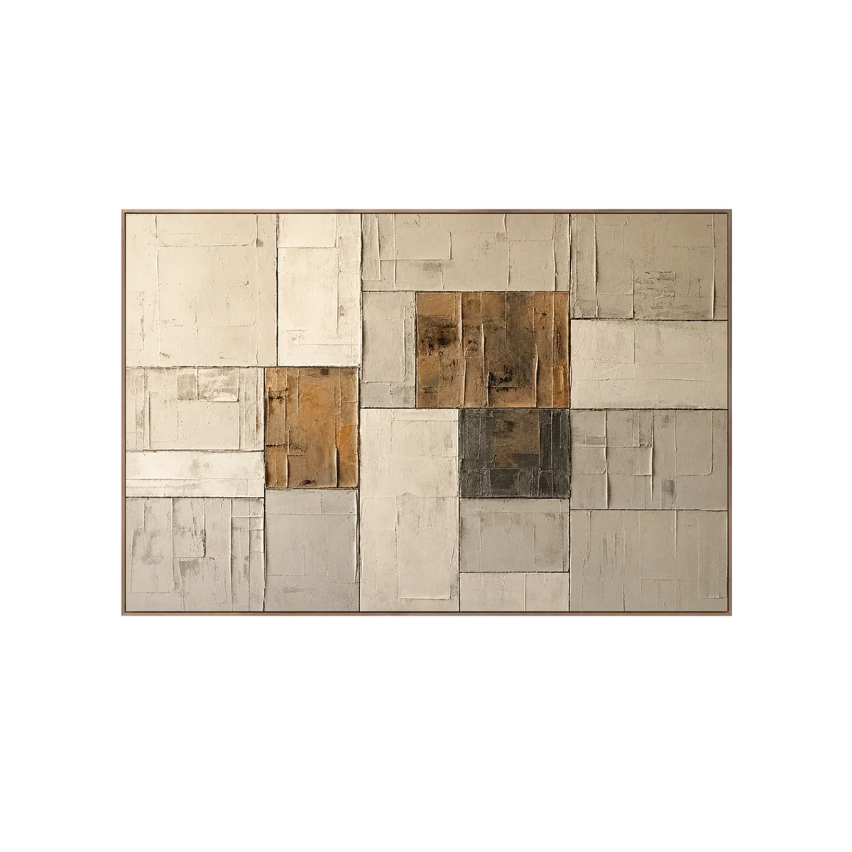 Ochre Patchwork Abstract Wall Art | Olyrel