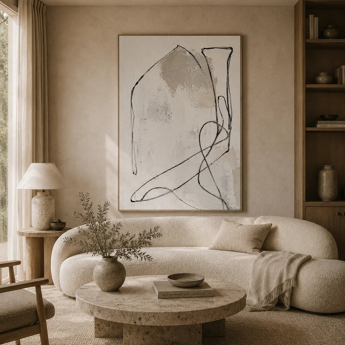 Quiet Contour Abstract Wall Art room scene 3 | Olyrel