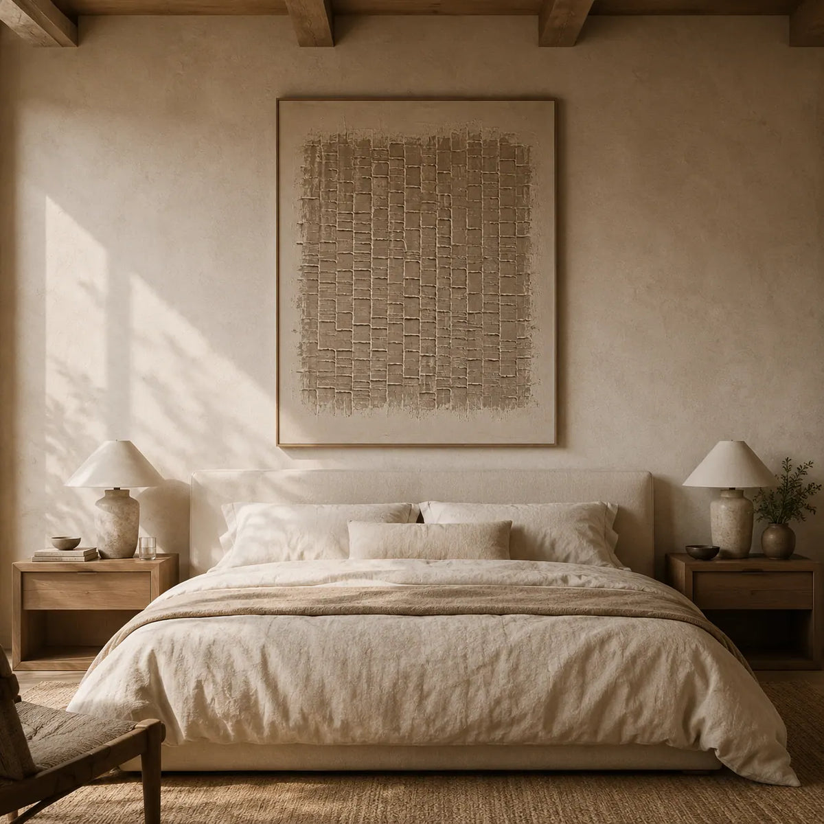 Woven Linen Textured Wall Art room scene 3 | Olyrel