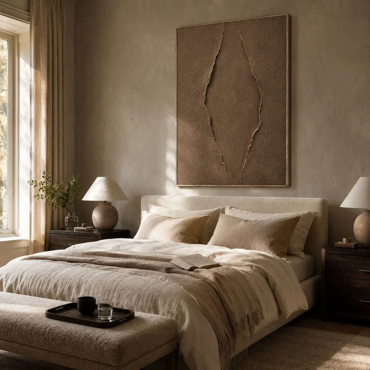 Clay Rift Textured Wall Art styled in a contemporary entryway | Olyrel