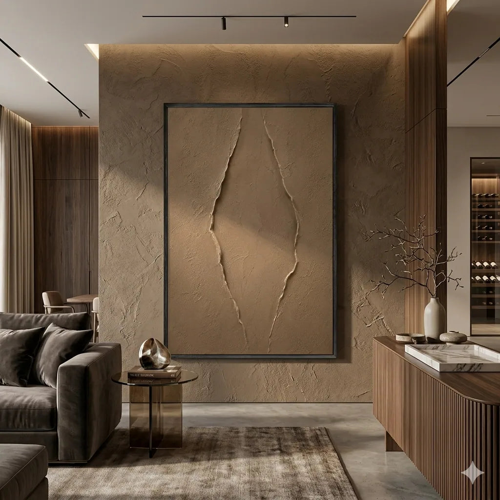 Clay Rift Textured Wall Art displayed in a collected studio setting | Olyrel