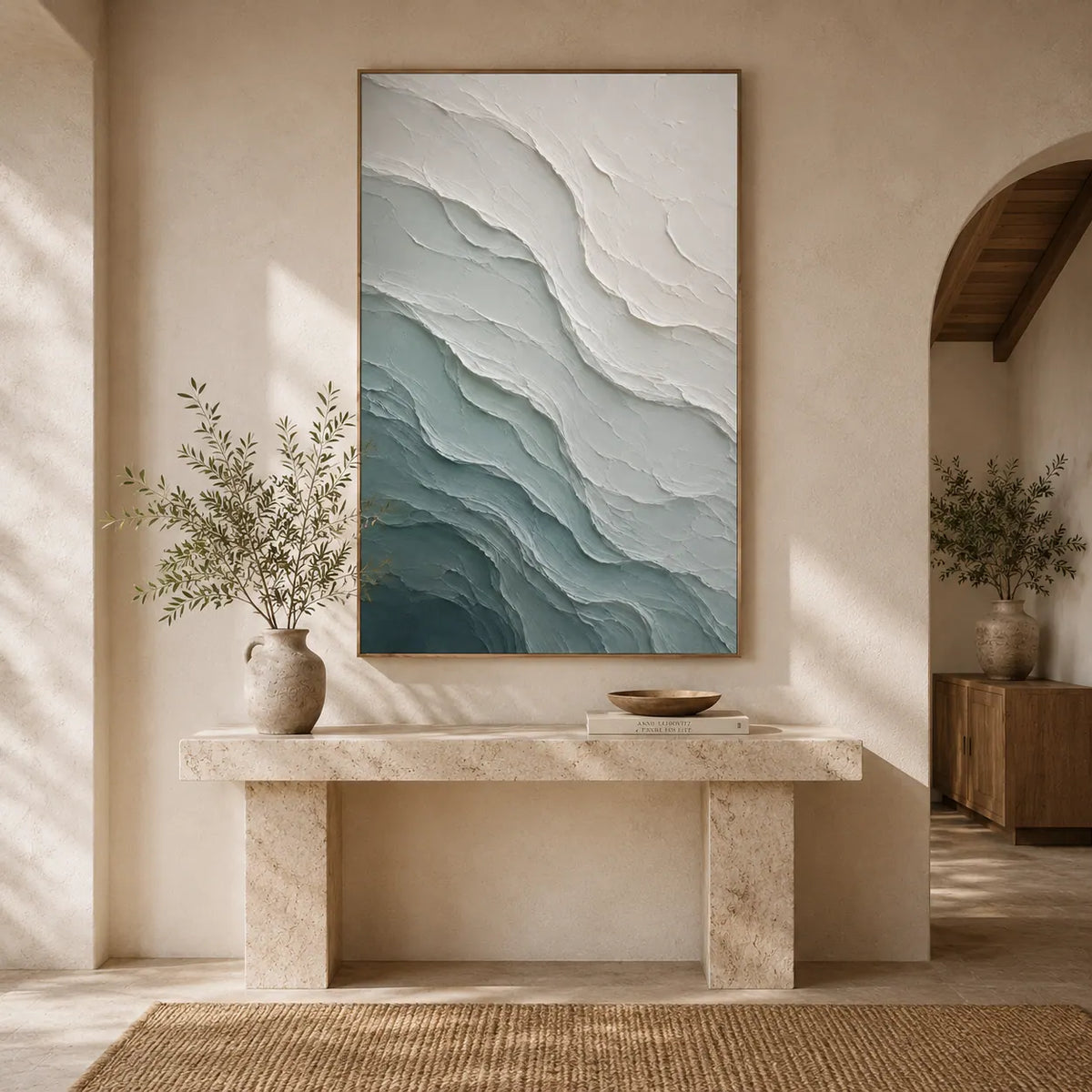 Aqua Ridge Textured Wall Art room scene 3 | Olyrel