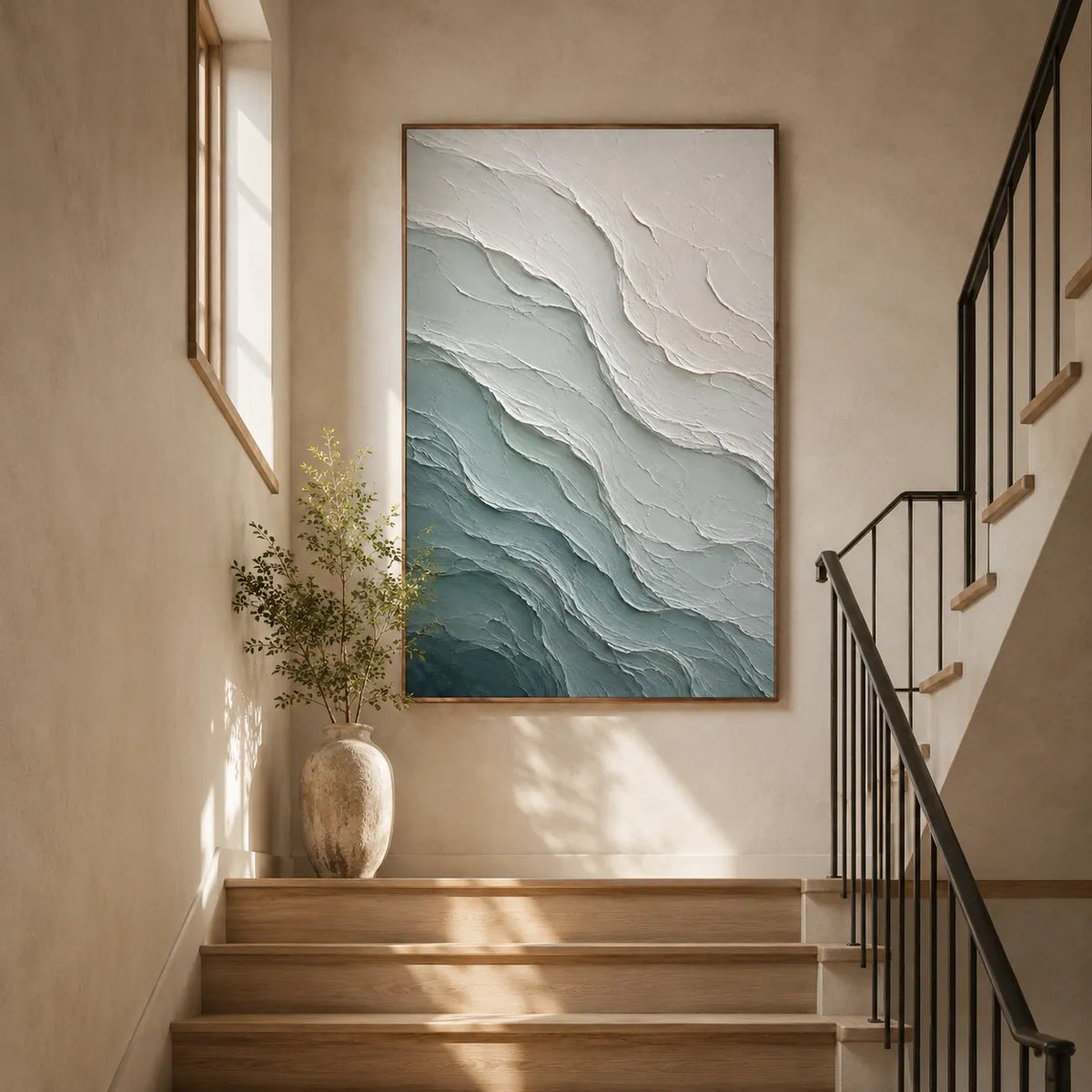 Aqua Ridge Textured Wall Art room scene 5 | Olyrel