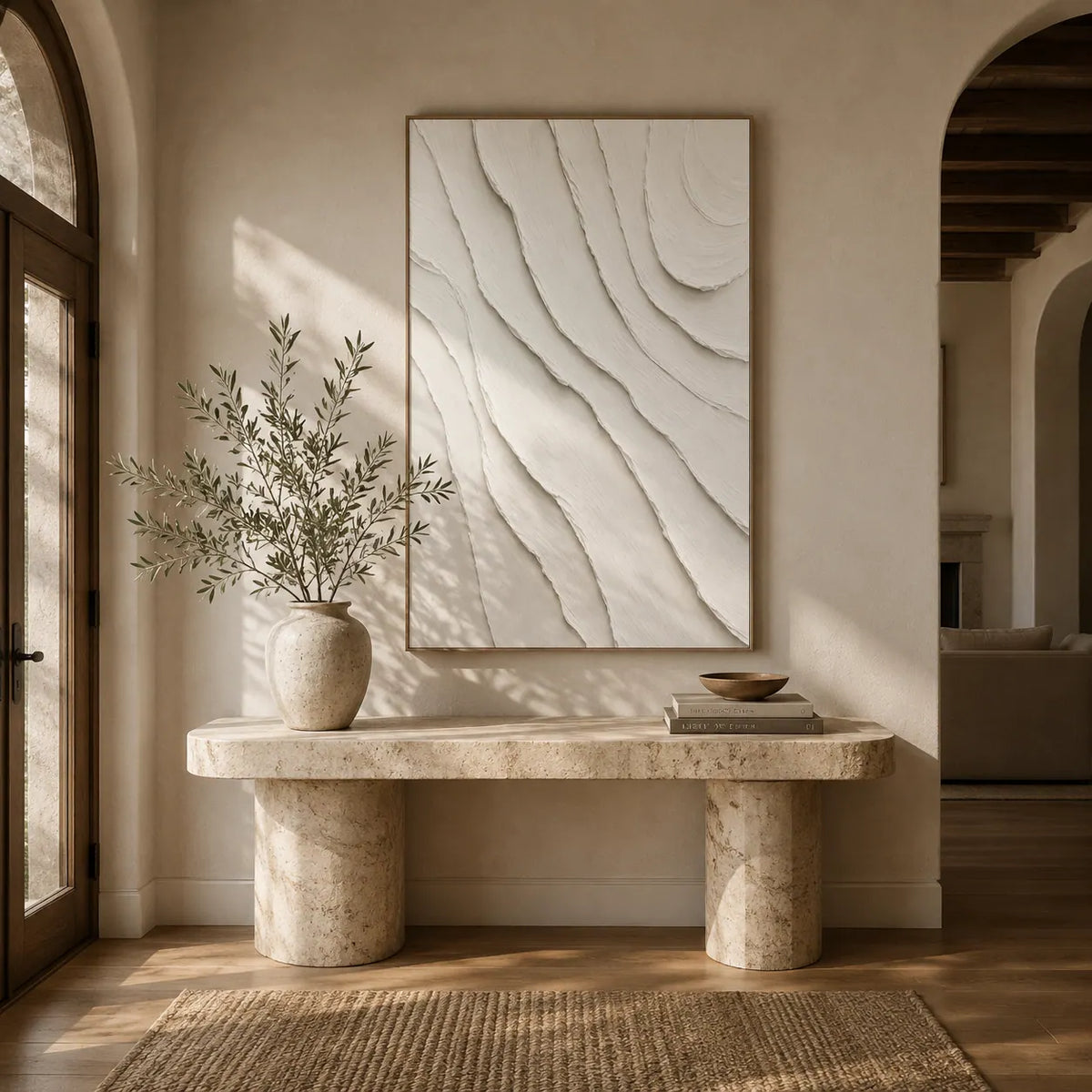 Ivory Flow Textured Wall Art room scene 2 | Olyrel