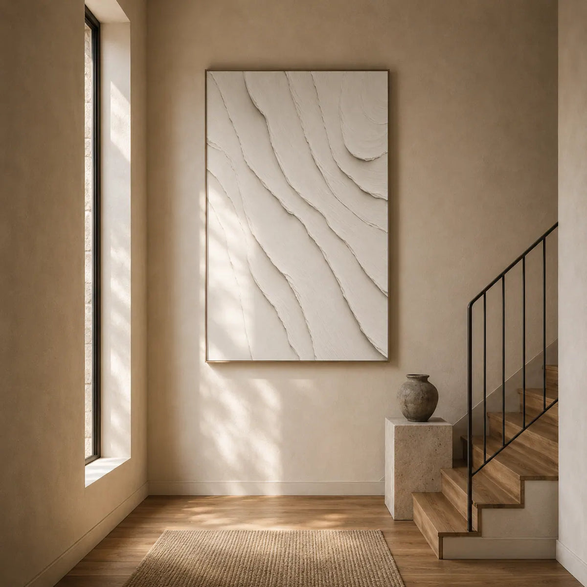 Ivory Flow Textured Wall Art room scene 5 | Olyrel