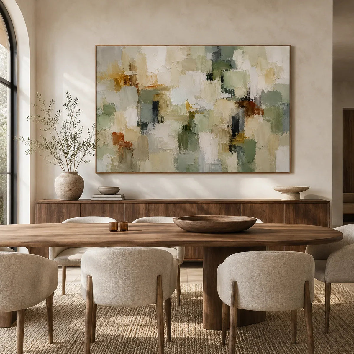 Sage Patch Abstract Wall Art room scene 3 | Olyrel