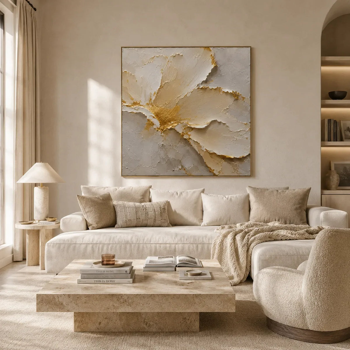 Gilded Petal Relief Wall Art room scene 3 | Olyrel