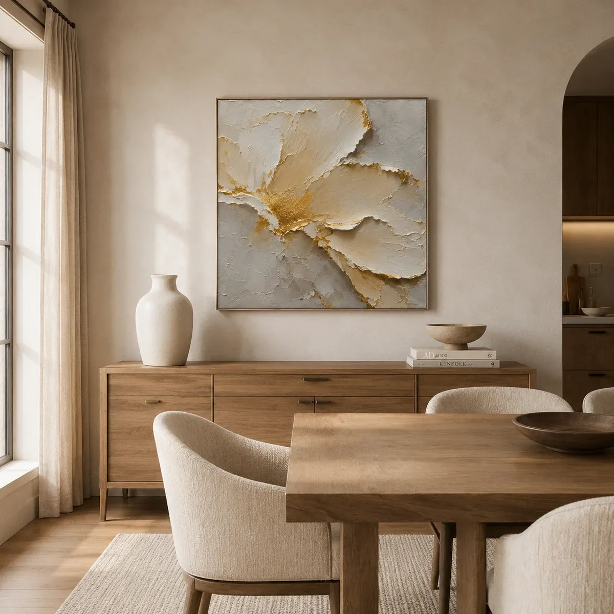 Gilded Petal Relief Wall Art room scene 5 | Olyrel