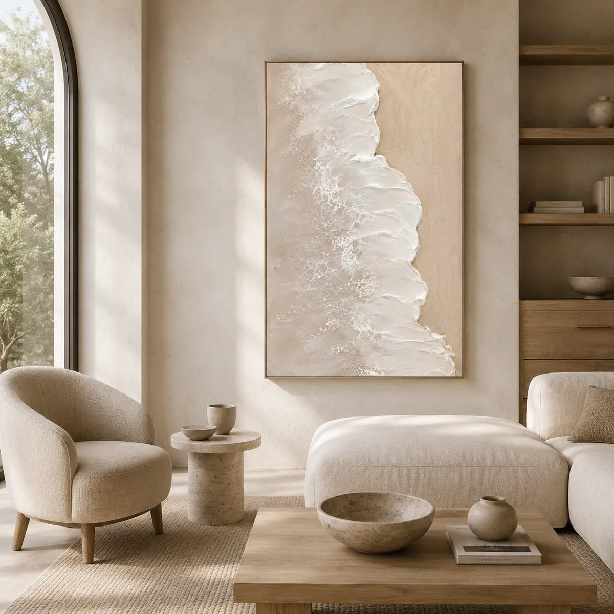 Ivory Cascade Textured Wall Art room scene 1 | Olyrel
